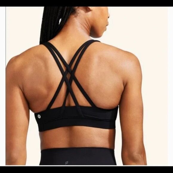Lululemon Athletica Women Black Stretch Back Strap Running Sport Bra Size 6 - Picture 2 of 4